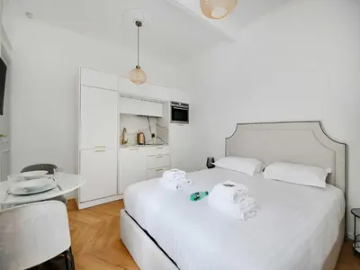 Un ou plusieurs lits dans un hébergement de l'établissement Modern studio 2P - MONTEVIDEO DAUPHINE