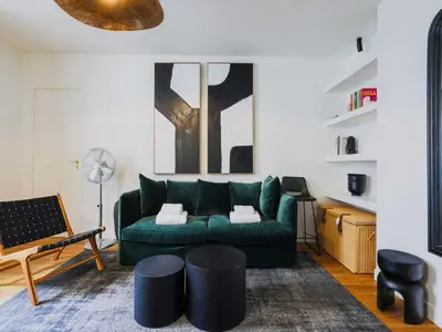 Coin salon dans l'établissement Modern flat - 1BR-4P- Montparnasse