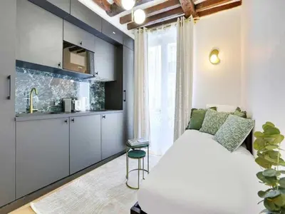 Cuisine ou kitchenette dans l'établissement Cosy studio - 2P - 16ème métro Ranelagh