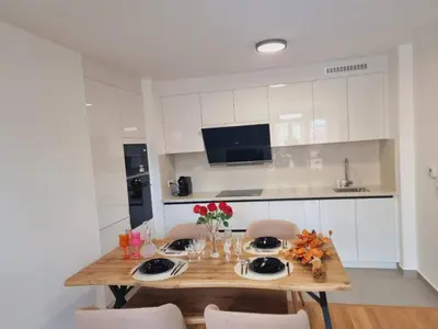 Cuisine ou kitchenette dans l'établissement Appartement neuf et moderne à Puteaux