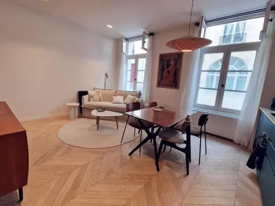 Coin salon dans l'établissement Marais - Fancy one-bedroom decorated with taste