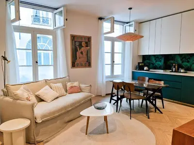 Coin salon dans l'établissement Marais - Fancy one-bedroom decorated with taste