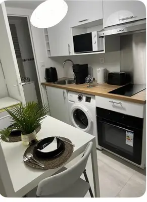 Cuisine ou kitchenette dans l'établissement Île des Caraïbes