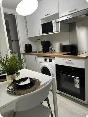 Cuisine ou kitchenette dans l'établissement Île des Caraïbes