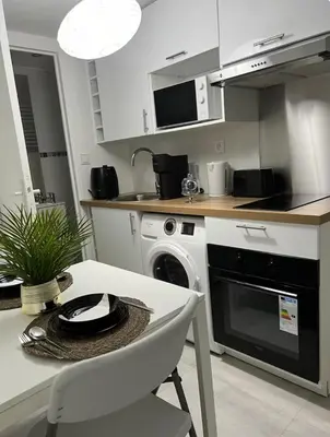 Cuisine ou kitchenette dans l'établissement Île des Caraïbes