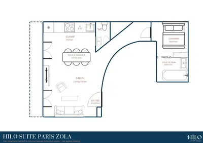 Plan de l'établissement Suite Paris Zola by HILO Collection - 4 people - 35m2