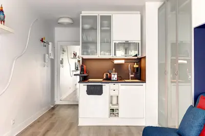 Cuisine ou kitchenette dans l'établissement BM-2Person cosy avec terrasse