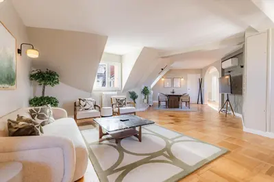 Coin salon dans l'établissement Confort & élégance - Appartement 3BR climatisé