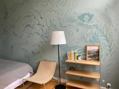 Un ou plusieurs lits dans un hébergement de l'établissement Quiet and bright loft