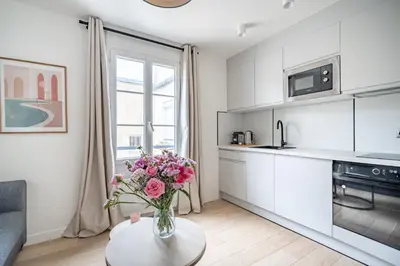 Cuisine ou kitchenette dans l'établissement Cozy apartment, center of Paris