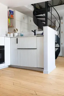 Cuisine ou kitchenette dans l'établissement Mini loft in Notre Dame district, Île Saint-Louis, Paris
