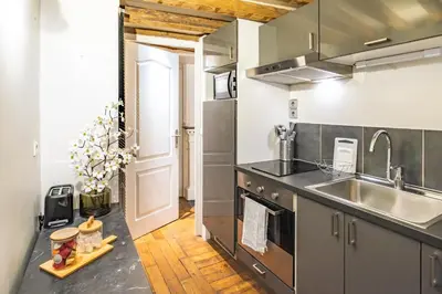 Cuisine ou kitchenette dans l'établissement Apt 6 Guests Charme Opera de Paris