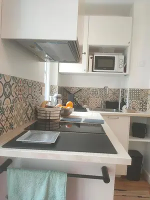 Cuisine ou kitchenette dans l'établissement Charmant studio au calme