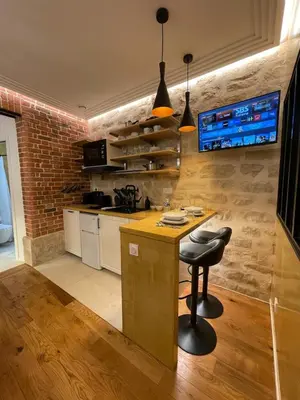 Cuisine ou kitchenette dans l'établissement Cozy Loft Montmartre Place des Abbesses Sacré Cœur