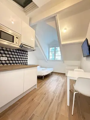 Cuisine ou kitchenette dans l'établissement Cocoon in the 16th Eiffel Tower and Roland Garros