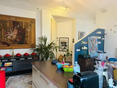 Coin salon dans l'établissement Appartement NY in Paris with love
