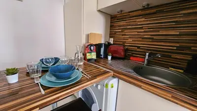Cuisine ou kitchenette dans l'établissement Studio très joli rénové quartier Notre-Dame Jardin des Plantes Panthéon près de la Seine