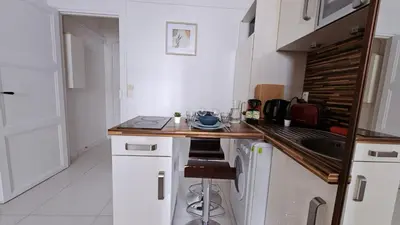 Cuisine ou kitchenette dans l'établissement Studio très joli rénové quartier Notre-Dame Jardin des Plantes Panthéon près de la Seine