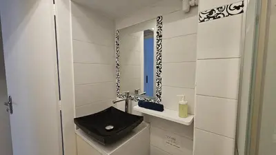 Salle de bains dans l'établissement Studio très joli rénové quartier Notre-Dame Jardin des Plantes Panthéon près de la Seine