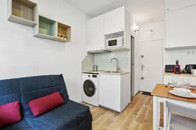 Cuisine ou kitchenette dans l'établissement Studio bien équipé à proximité du Parc des Princes