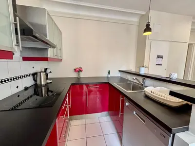 Cuisine ou kitchenette dans l'établissement Appartement Commerce Tour Eiffel