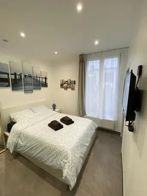Un ou plusieurs lits dans un hébergement de l'établissement Studio à cote du parc des expositions porte de Versailles, proche metro