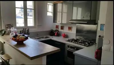 Cuisine ou kitchenette dans l'établissement Charmant 61 m2 bas Montmartre