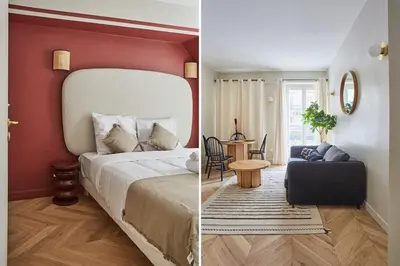 Un ou plusieurs lits dans un hébergement de l'établissement Sublim & NEW apartement St Germain Notre Dame