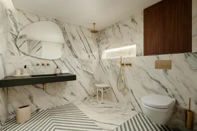 Salle de bains dans l'établissement Léon Hôtel