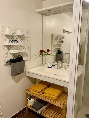 Cuisine ou kitchenette dans l'établissement Quiet and bright Studio in Paris