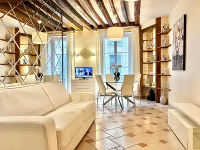 Coin salon dans l'établissement Appartement Central St Germain
