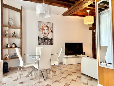 Télévision ou salle de divertissement dans l'établissement Appartement Central St Germain