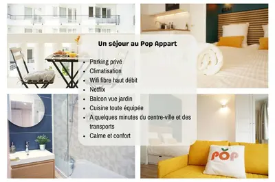 Un ou plusieurs lits dans un hébergement de l'établissement Pop Appart - Expo Paris Porte de Versailles - Balcon - Climatisation - Parking