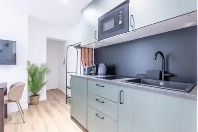 Cuisine ou kitchenette dans l'établissement Chic 4-Star Studio Only 10 Minutes from Le Marais