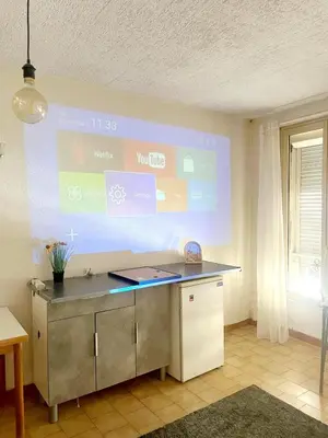 Télévision ou salle de divertissement dans l'établissement Aux charmes de Puteaux