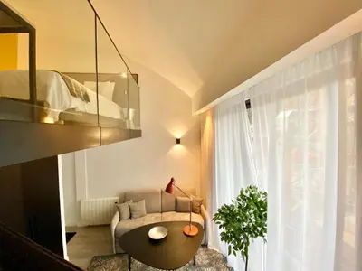 Coin salon dans l'établissement B0 Mini Loft Duplex 175Blo-Paris Convention