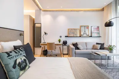 Un ou plusieurs lits dans un hébergement de l'établissement A5 Suite Studio 175Blo-Paris Convention