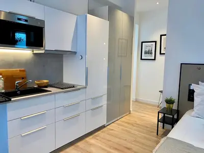 Cuisine ou kitchenette dans l'établissement B7 Studio 175Blo-Paris Convention