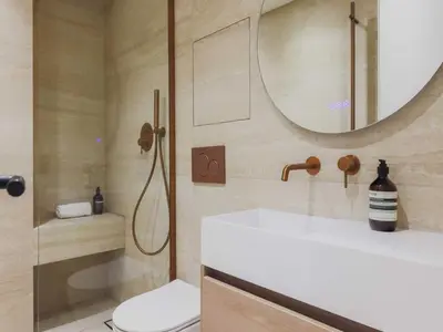 Salle de bains dans l'établissement Chic and cosy apartment - 1BR- 4P- Bourse