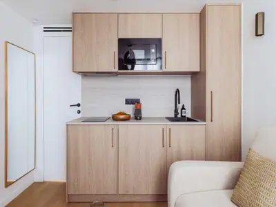 Cuisine ou kitchenette dans l'établissement Chic and cosy apartment - 1BR- 4P- Bourse
