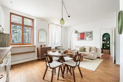 Coin salon dans l'établissement Cozy apartment with great views - 4P