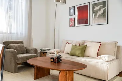 Coin salon dans l'établissement Cozy apartment with great views - 4P
