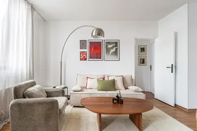 Coin salon dans l'établissement Cozy apartment with great views - 4P