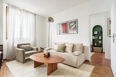 Coin salon dans l'établissement Cozy apartment with great views - 4P