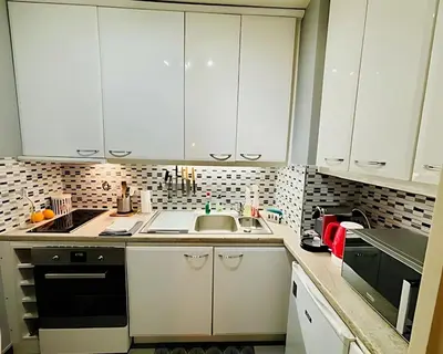 Cuisine ou kitchenette dans l'établissement L'écrin du 12- Studio élégant sur jardin avec parking