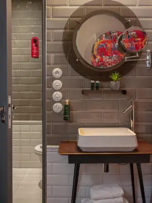 Salle de bains dans l'établissement Hôtel Exquis