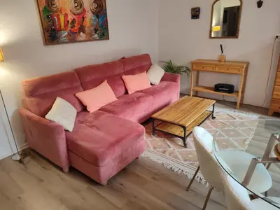 Coin salon dans l'établissement Magnifique appartement dans quartier très prisé beaugrenelle