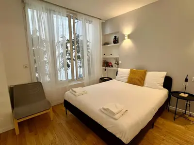 Un ou plusieurs lits dans un hébergement de l'établissement GoodGuest-Paris Sentier Montorgueil Mobility Lease