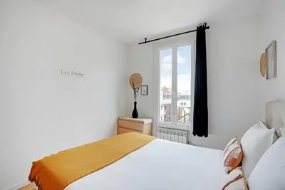 Un ou plusieurs lits dans un hébergement de l'établissement Modern Apartment - 1BR-2P- Paris Outskirts - Montrouge