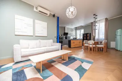Coin salon dans l'établissement Stylish Duplex in Paris' Center